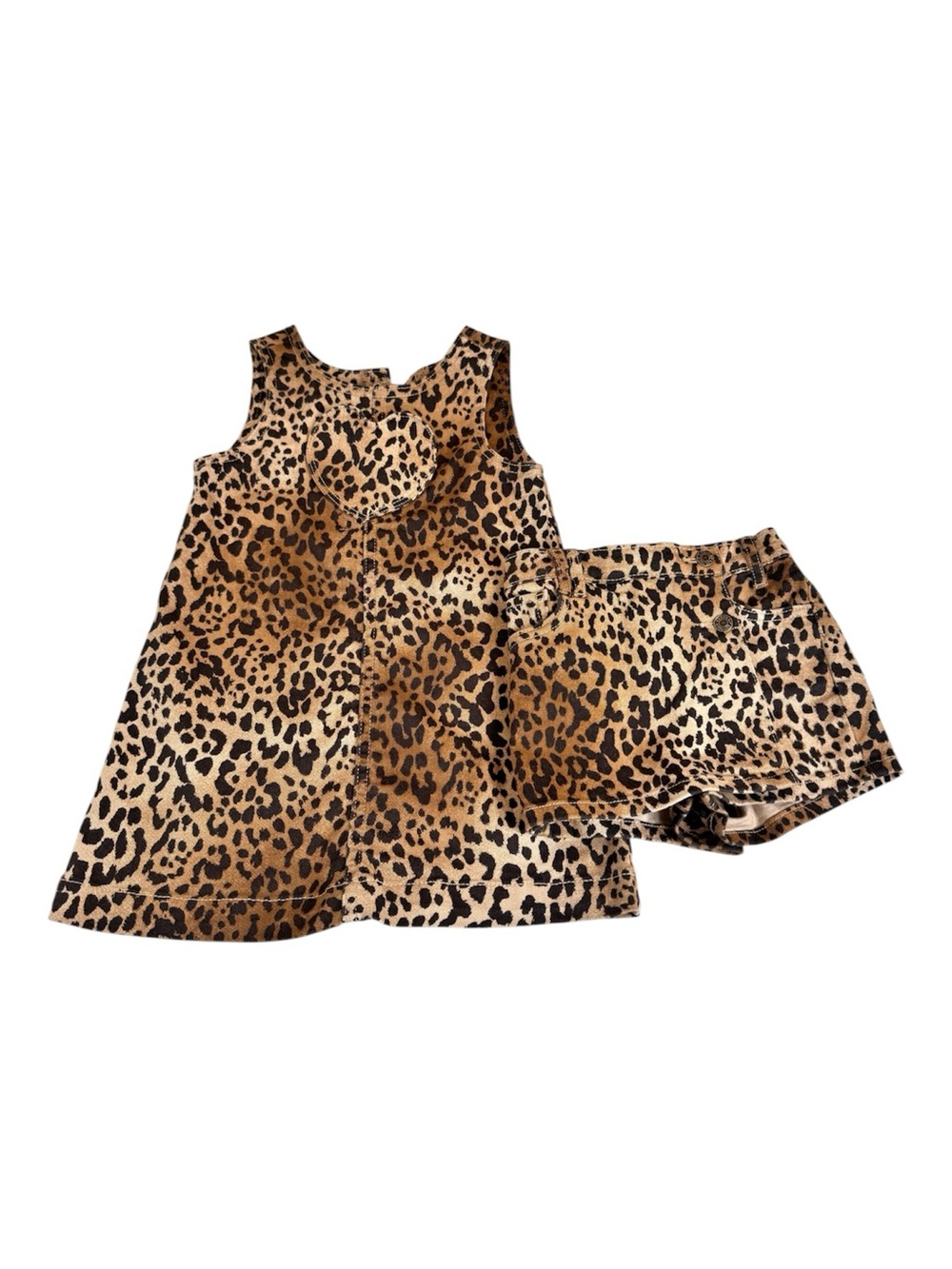 Gap Denim Toddler Girls Brown Tan Leopard Print Tank Dress & Skorts Set 4T